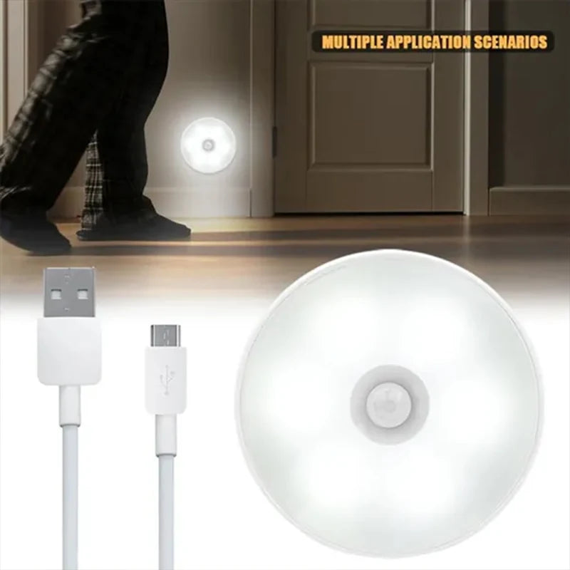 Veilleuse LED avec détecteur de mouvement PIR, rechargeable par USB, pour armoire de cuisine, penderie, escalier, sans fil