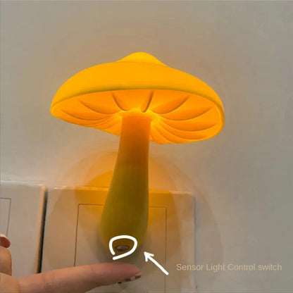 Bedroom Led Night Light Mushroom Wall Automatic Sensor Lamp Warm White Light-control Sensor Bedroom Light Home Decoration