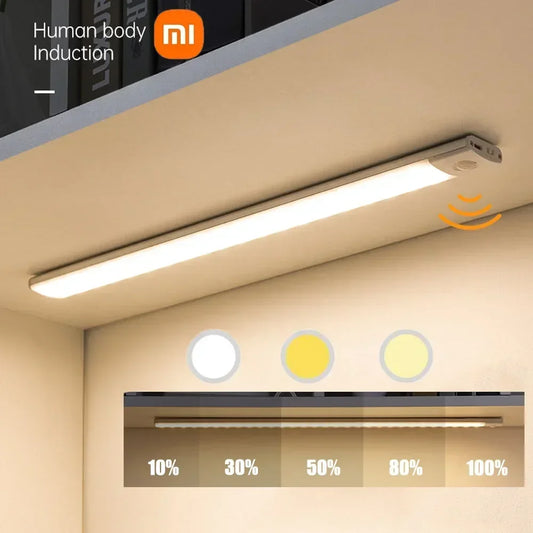 Lámpara de pared con sensor de movimiento y luz nocturna Xiaomi, inalámbrica, LED, recargable vía USB, 3 colores, atenuación, decoración para dormitorio y armario