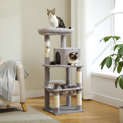 Árbol para gatos de varios niveles con hamaca, condominio para gatos, torre para gatos para interiores, rascador para gatos, poste rascador para gatos, casa para gatitos, cama, juguetes para gatos