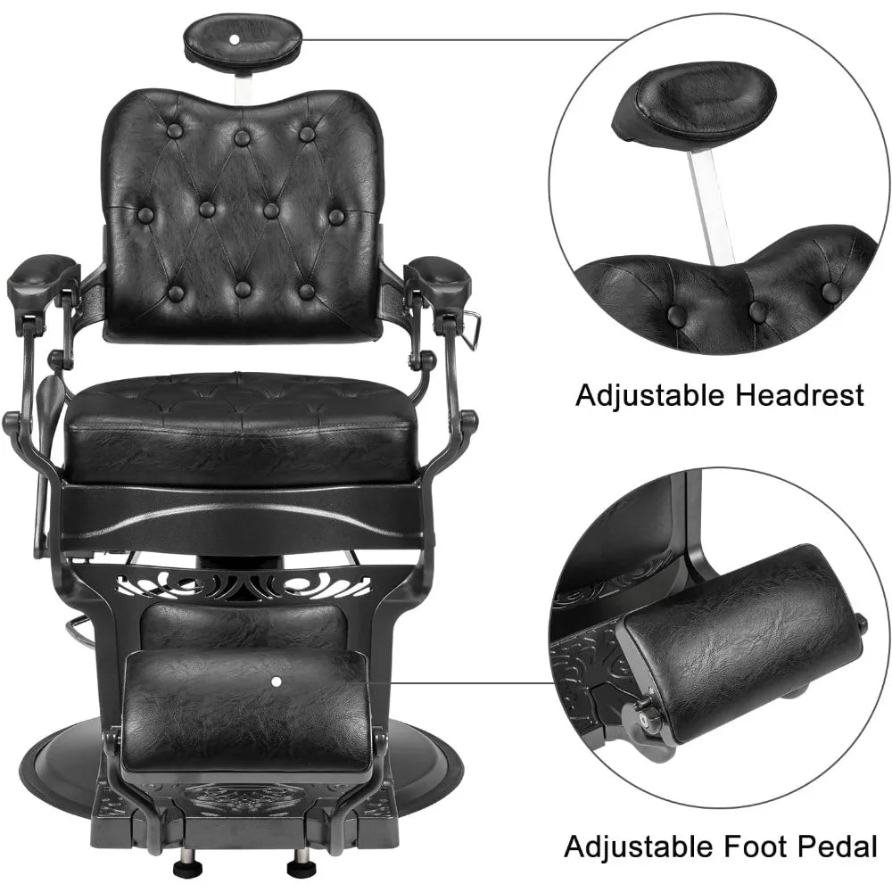 Fauteuil de barbier inclinable vintage robuste hydraulique avec appui-tête mobilier de salon salon professionnel équipement de shampoing pour spa de beauté