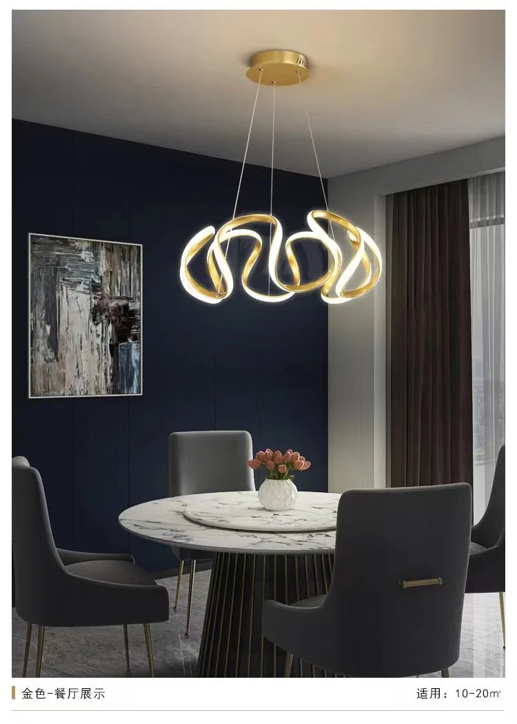 Modern Pendant Light Nordic Twisted Led Chandelier Ceiling Lamp Living Dining Room Chandelier  Corridor Personalized INS Fixture