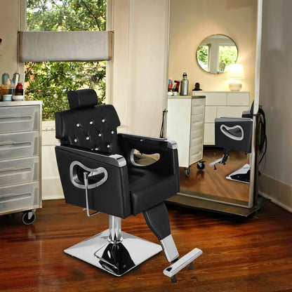 Heavy Duty Reclining Barber Chair, Styling Salon Chair with Headrest and Footrest, 360° Swivel, Height Adjustable, Fit Ha