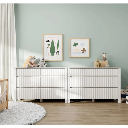 Dresser for Bedroom, 94 Inches Modern Dresser for Bedroom with 12 Drawers, Farmhouse Wide Wood Chest of Drawers, White