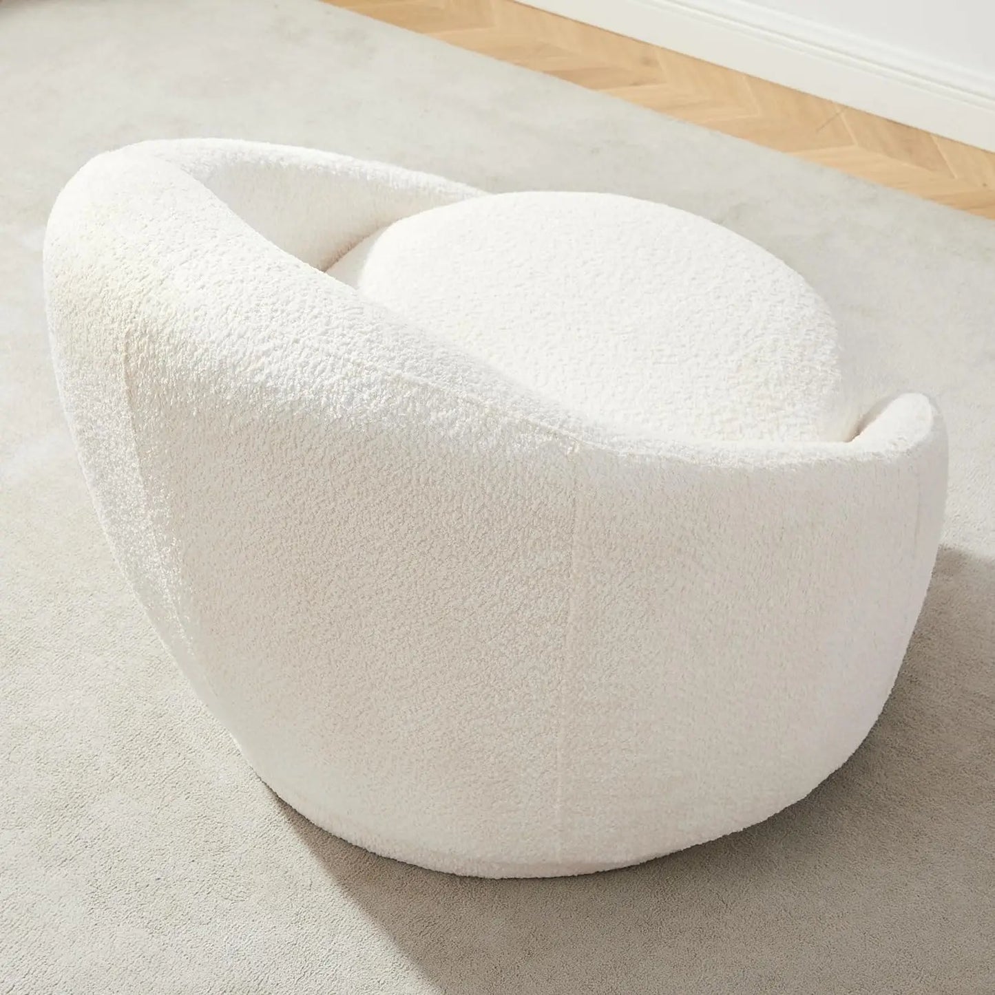 Fauteuil pivotant en forme de tonneau, fauteuil d'appoint rond moderne rembourré, fauteuil de canapé simple pivotant à 360 ° pour salon et chambre à coucher