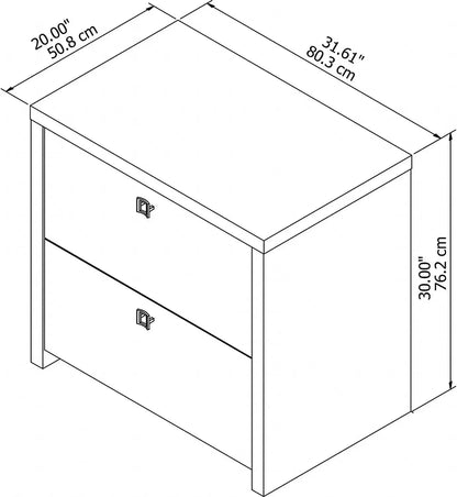 Archivador lateral de dos cajones Echo KI60202-03 de Office by Kathy Ireland, tamaño carta/legal, color gris arena, 32 pulgadas