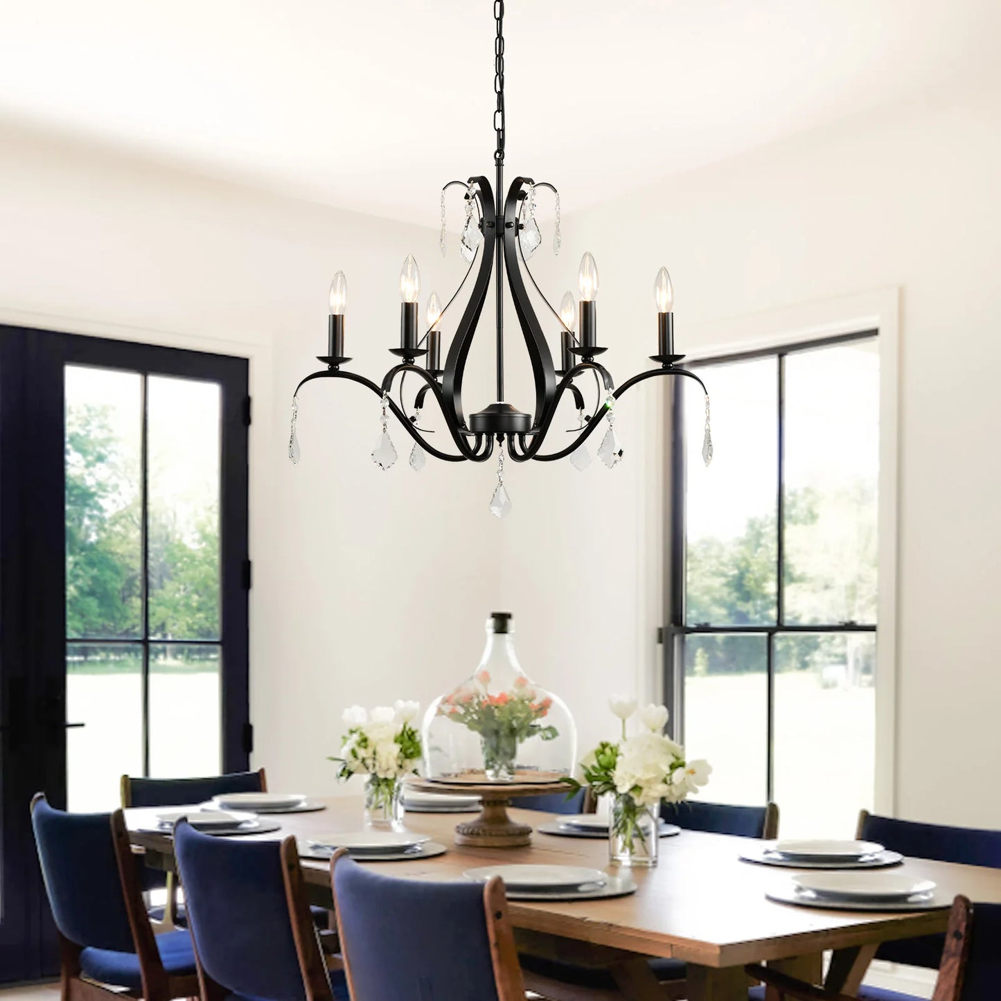 Modern Chandelier for Dining Room Living Room K9 Crystal Pendant Lighting Candle Chandeliers Home Decoration Light Fixtures Lamp