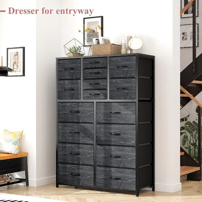 Dresser for Bedroom with 16 Drawer, Dressers & Chests of Drawers, Tall Dresser for Bedroom, Dresser Organizer with Fabric Bins