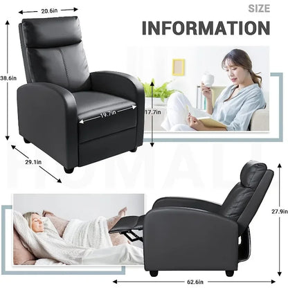 Fauteuil inclinable Homall, canapé inclinable en cuir PU pour adultes, fauteuils inclinables, siège de cinéma maison avec support lombaire, pour salon