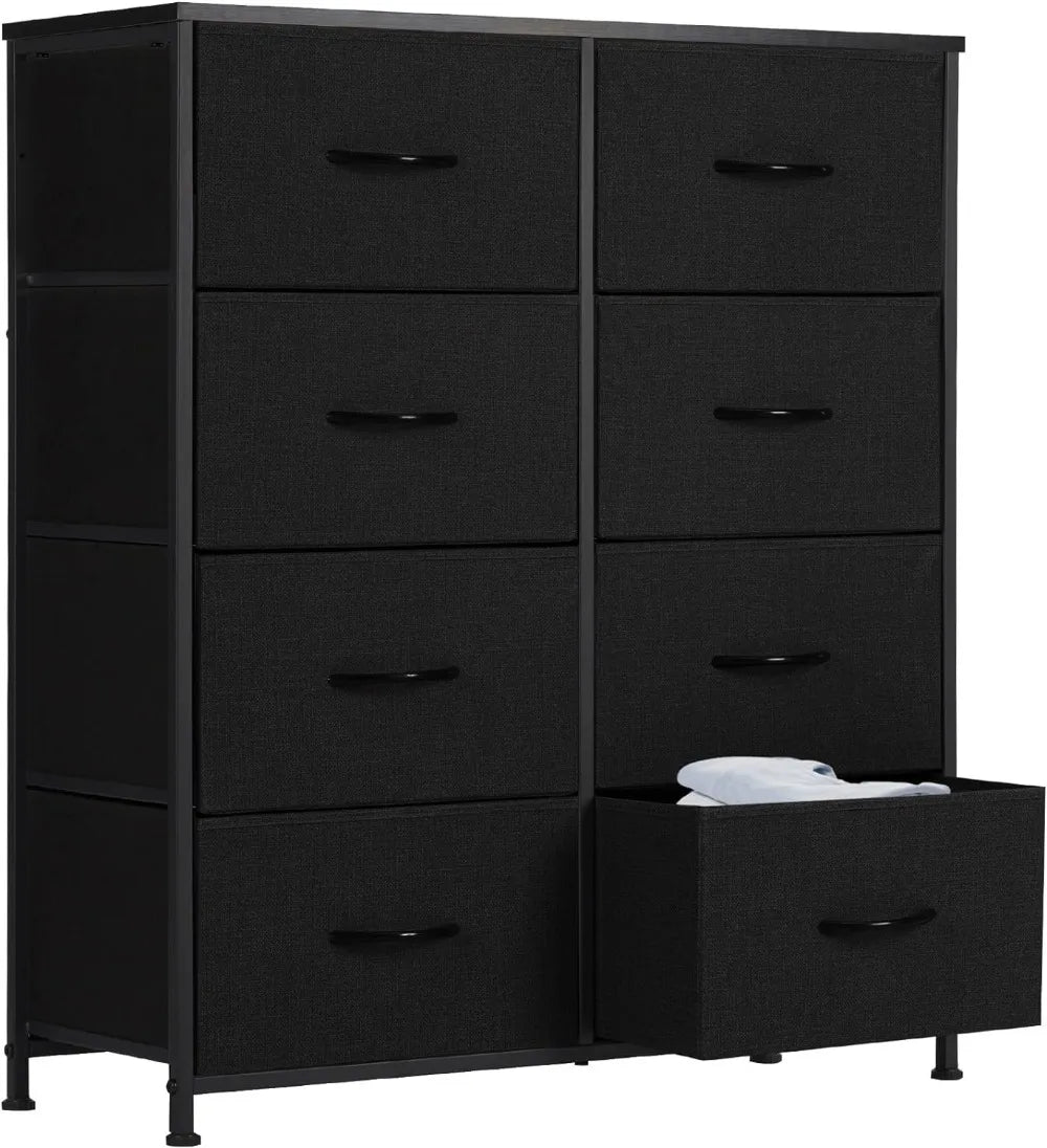 Dresser for Bedroom Drawer Dresser Organizer Storage  with 8 Drawers  Steel Frame Wood Top for Bedroom Closet Entryway