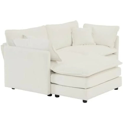 Deep Seat Sectional Sofa Cloud Couch, 76.7" Modern Modular Sofa L Shaped Couch for Living Room, Apartment, Office(Beige White).