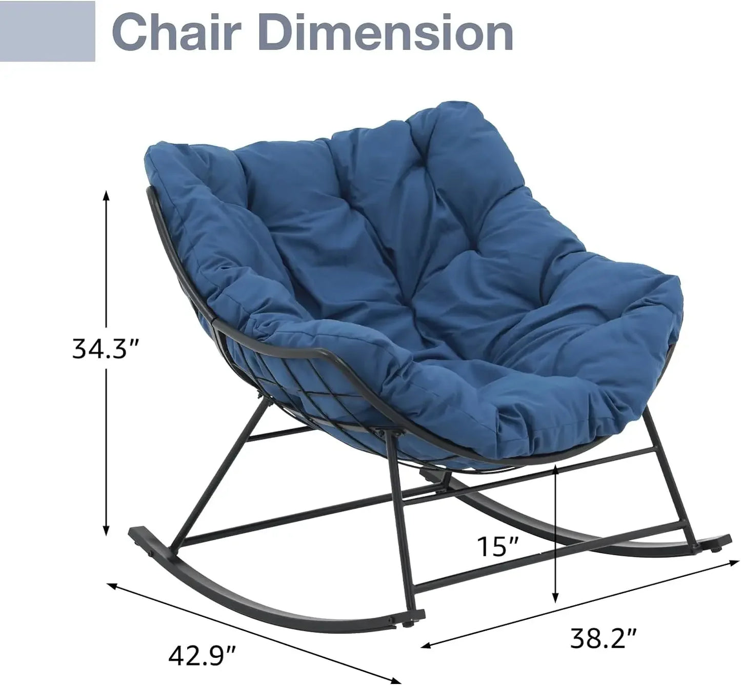 Mecedora para exterior, cómodas sillas de lectura para patio con cojín de gran tamaño, mecedora reclinable tipo huevo para interior