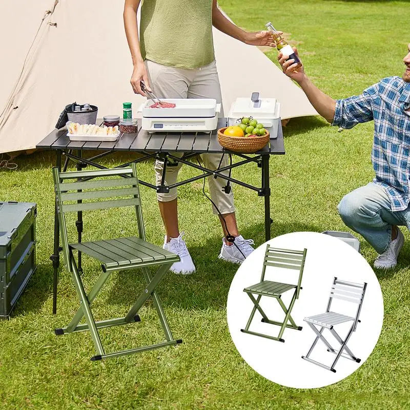 Chaises pliantes pour l'extérieur Tabouret pliable portable Meubles d'extérieur pliants Chaises de salle à manger de patio avec cadre en métal Empilables