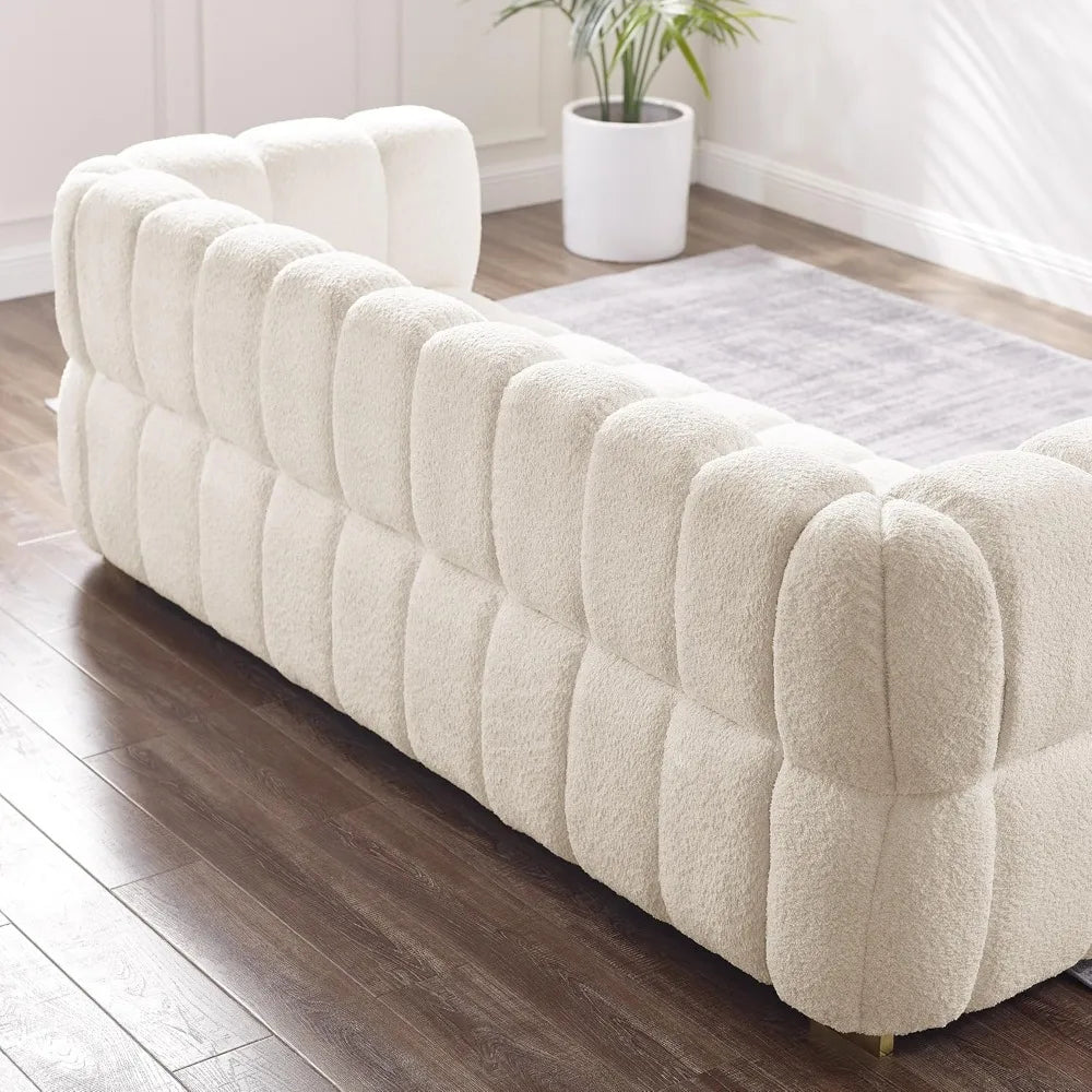 Sofa Couch for Living Room, Upholstered Sofa Couch with Metal Leg for Bedroom Apartment Small Space,Modern Futon 3-Seat Sofa