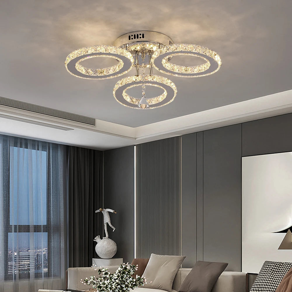 Crystal Led Ceiling Lamp With Remote Control Modern Chandelier Light Hanging Pendant Lamps Indoor Decora Surface Mounted Fixture