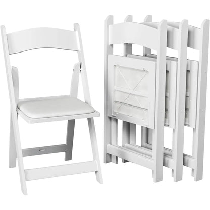 4 White Resin Stackable Folding Chairs, with Padded Seats, Indoor/Outdoor Folding Chairs Lightweight Foldable (4 Pack)