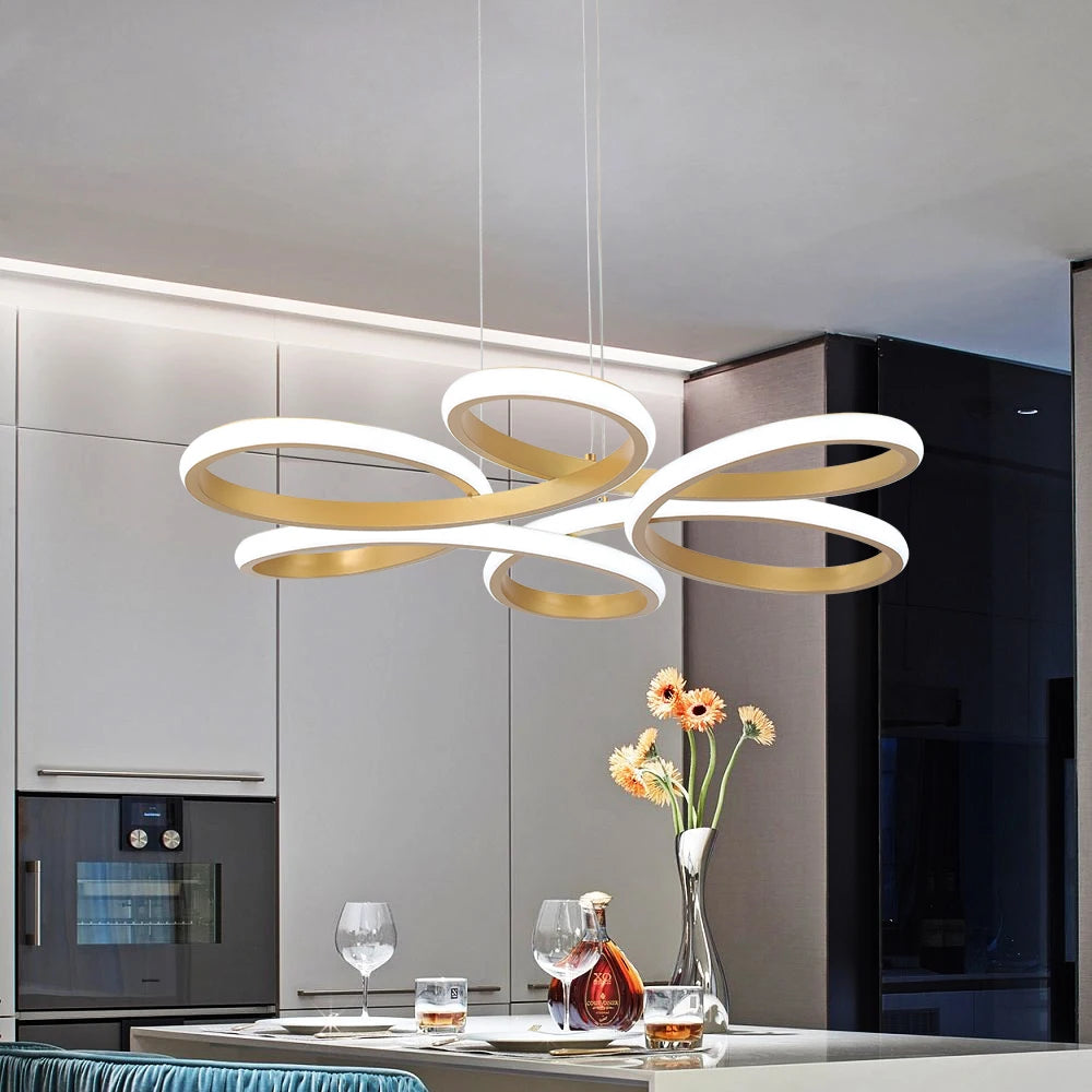 Nordic Acrylic Pendant Light Modern Twisted Led Ceiling Lamp Chandelier Kitchen Dining Room Aisle Decor Hanging Fixture Lumina