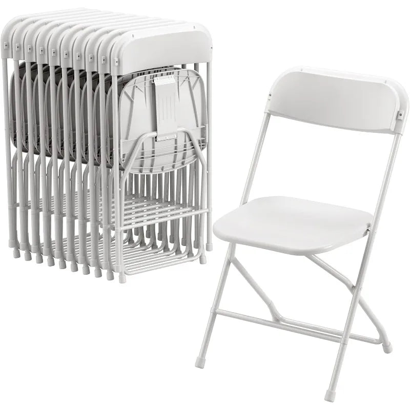 Allpop 10 Pack Plastic Folding Chair, 300lb Capacity, Portable Commercial Chair with Steel Frame for Home Office Wedding Party