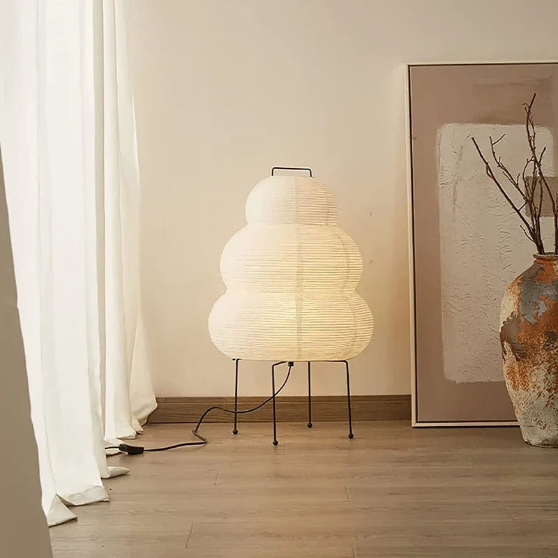 Lámpara de mesa de diseño japonés Akari Noguchi Yong, luces de escritorio decorativas de papel de arroz blanco para dormitorio, sala de estar, comedor, estudio, loft