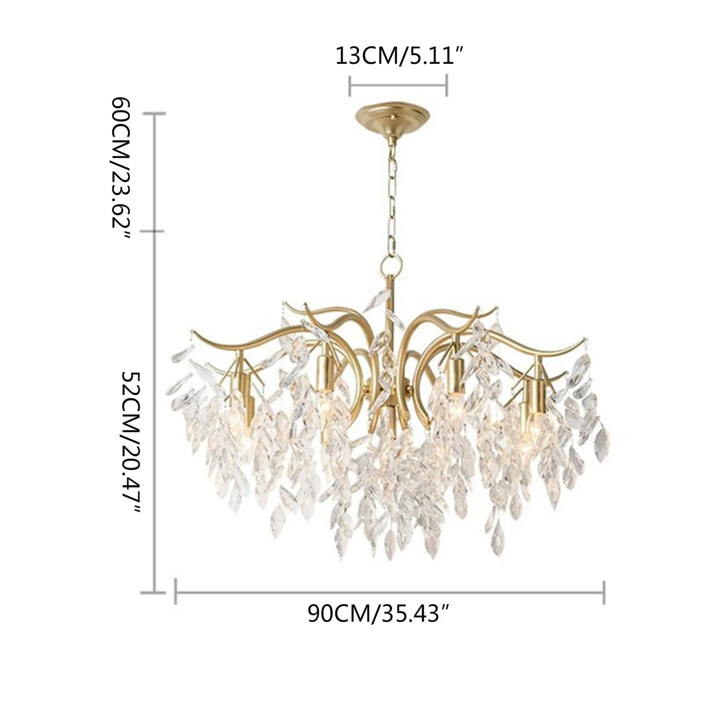 Modern Gold Metal Crystal Chandelier Luxury Living Room Pendant Lamp Art Light