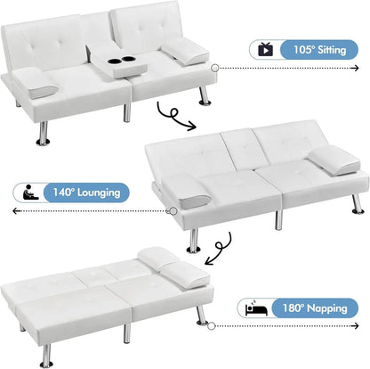 Sofa Bed Adjustmentsofa Double-sided Doublesofa Folding Sofa Bed Guestbed,cupholder,Bed Modern Artificial Leather Lounge Chair