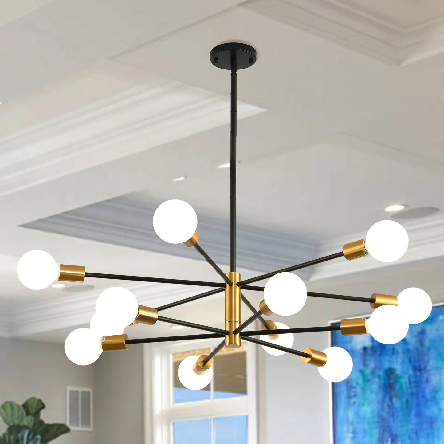 Modern Nordic Sputnik Black Chandeliers LED Lamp 8/10/12Light Home Lighting Indoor Fixtures Pendant Ceiling Not Included Bulbs