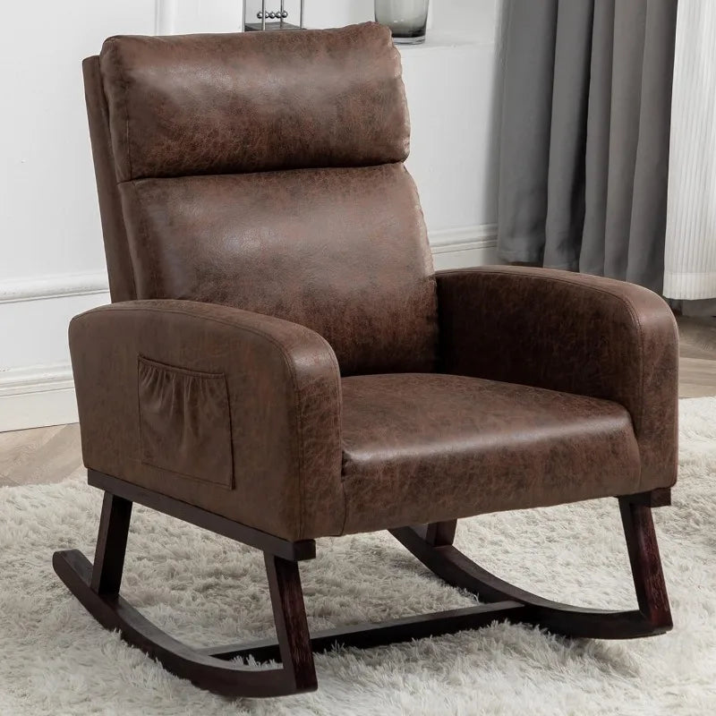 Fauteuil à bascule pour chambre d'enfant - Fauteuil d'appoint moderne en lin rembourré pour salon intérieur et chambre à coucher