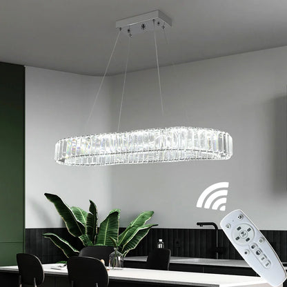 Lámpara de araña de cristal con control remoto para sala de estar, dormitorio, lámparas colgantes, mesa de comedor, lámparas de techo con lustre cromado K9