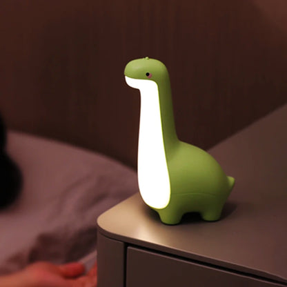 Luz de noche de dinosaurio, linda luz de noche para niños, protección para los ojos, lámpara de mesita de noche con temporizador, carga USB, decoración de habitación, regalo para niños