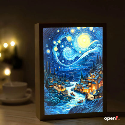 Pintura de luz LED de anime de arte de Van Gogh, decoración de habitación, luz de estado de ánimo de carga inalámbrica, lámpara USB para decoración de pared, luz de noche, regalo para el hogar