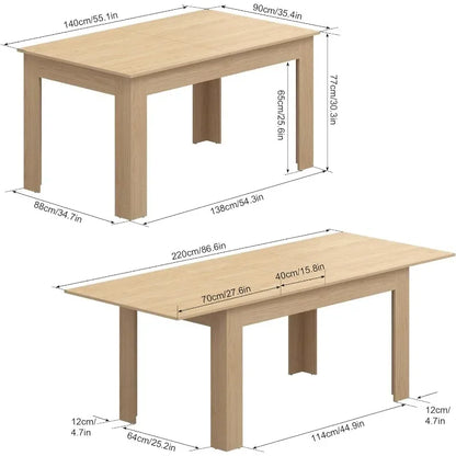 Extendable Dining Table for 6-10 Person, Wooden Dining Room Table, Modern Extendable Table for Gatherings, Meeting for Kitchens