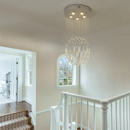 Crystal Led Pendant Lights Modern Staircase Chandelier Ceiling Lamps Living Dining Room Lustre Hanging Luminaire