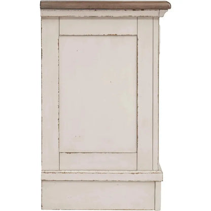 Design by Ashley Realyn French Country 3 Drawer Nightstand with Electrical Outlets & USB Ports, Chipped White