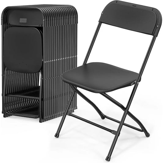 VINGLI 4-20pc Optional Black Plastic Folding Chair, Indoor Outdoor Portable Stackable Commercial Seat with Steel Frame 350lb.