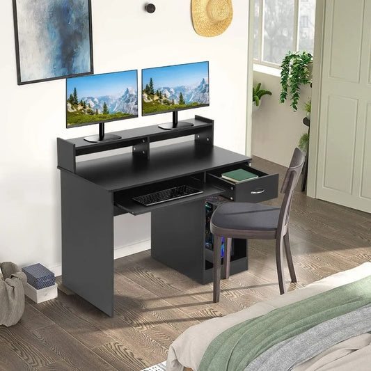 Bureau d'ordinateur avec tiroirs et plateau pour clavier