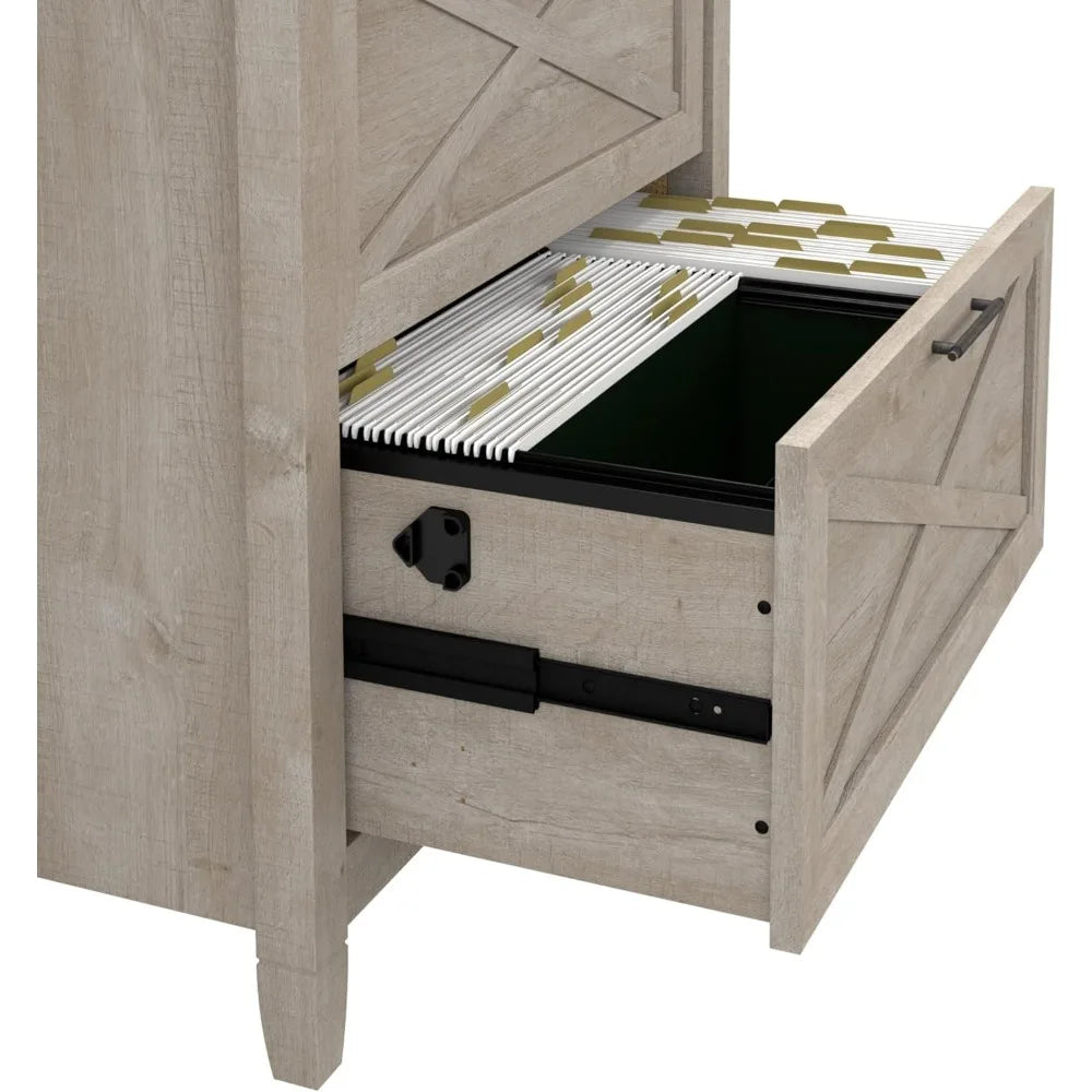 Classeur latéral à 2 tiroirs en gris délavé | Rangement de documents pour le bureau à domicile | Commode d'appoint avec tiroirs