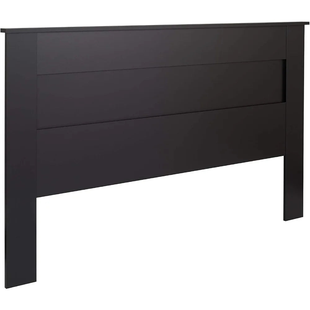 Cabecero de cama con paneles de madera planos y elegantes para camas tamaño king, cabecero de cama tamaño king de madera simplista de 2,25" de profundidad y 81" de ancho x 48" de alto, color negro