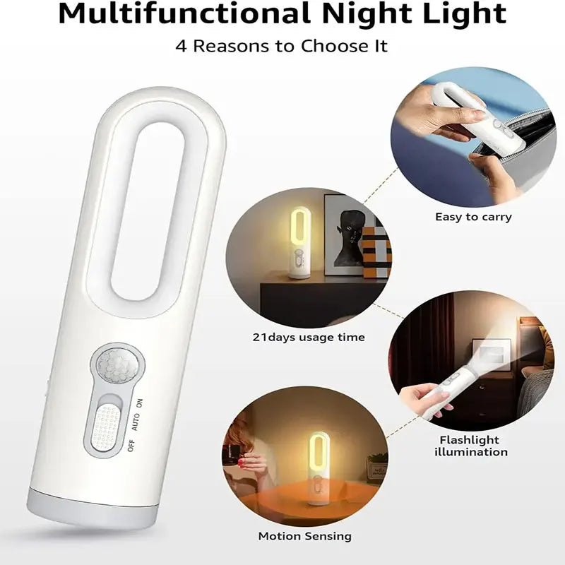 Xiaomi MIJIA Veilleuse LED avec détecteur de mouvement 2 en 1 portable avec capteur de mouvement du crépuscule à l'aube Éclairage d'urgence Lampe de chevet