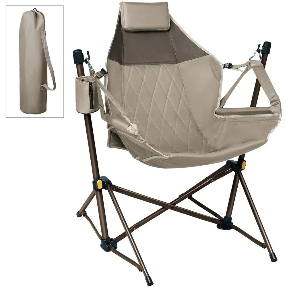 Hammock Camping Chair with Adjustable Backrest, Heavy Duty Folding Hammock Chair Supports 300lbs, Portable Hammock Chair