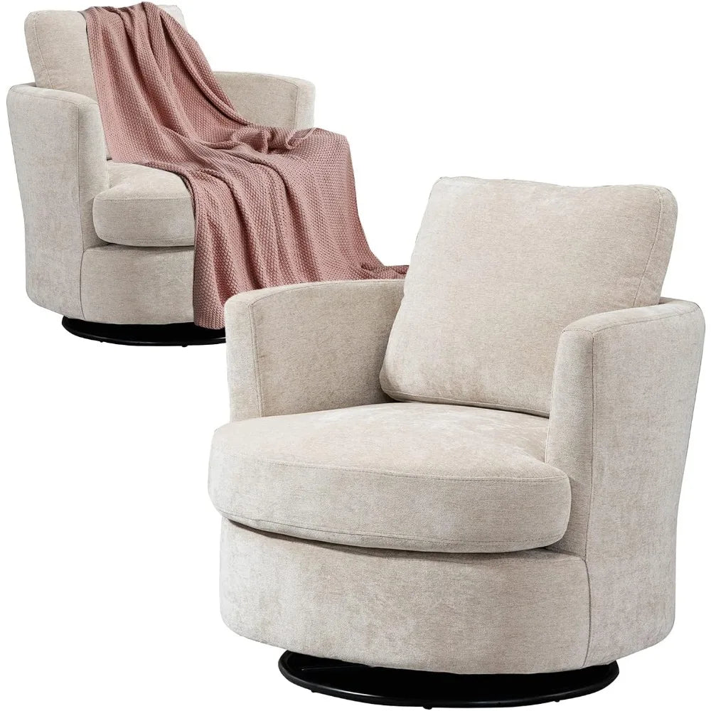 Set of 2 Swivel Accent Barrel Chair,Comfy Round Accent Sofa Chair for Living Room,360 Degree Club Chair,Leisure Arm Chair