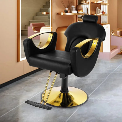 Barber Chair Salon Chair for Hair Stylist,Multi-Function Shampoo Tattoo Chair Beauty Salon Equipment for Barbershop(Black)