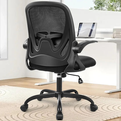 Ergonomic table and chair with reversible armrests, swivel breathable desktop mesh computer chair for meeting rooms (black)