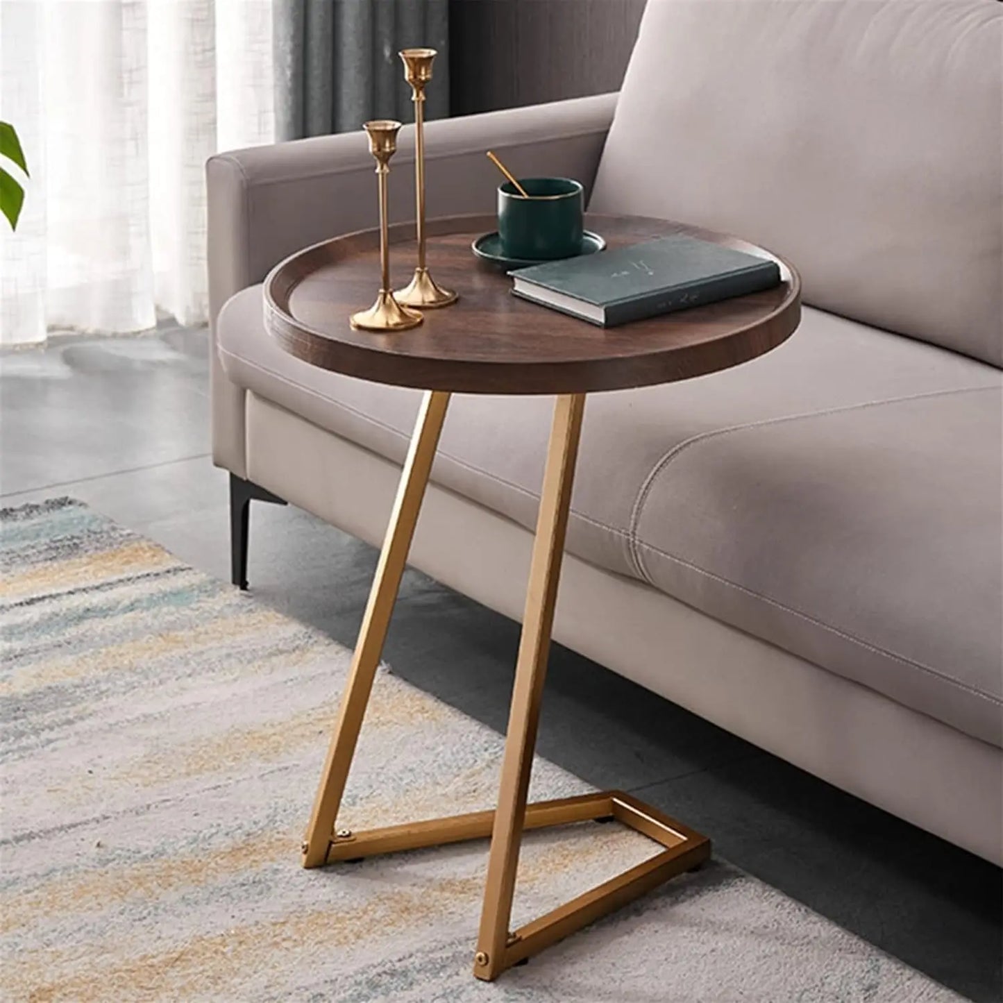 Nordic Home Petite table basse Canapé Table d'appoint ronde Balcon amovible Chambre à coucher Table de chevet Location de salle Salon