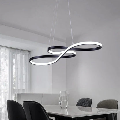 Lustre d'art d'intérieur avec télécommande à intensité variable, luminaire suspendu à LED simple pour salle à manger, luminaire suspendu de cuisine