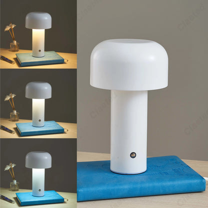 Mushroom Table Lamp Italian Designer Night Light Portable Cordless Touch Rechargeable Decor Lamp USB Bedside Lamp Desktop Lamp