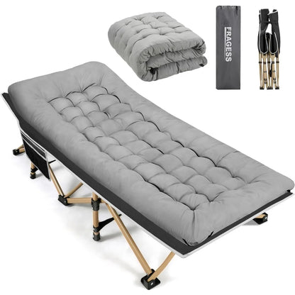 Lit de camping portable, lit de couchage pour adulte, lit pliant extra large et robuste de 28 pouces, charge maximale de 600 lb avec matelas épais