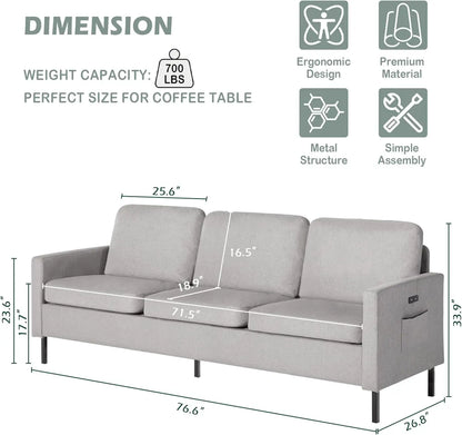 Canapé confortable moderne avec USB, petits canapés pour salon, appartement, chambre à coucher, petits espaces, canapé de bureau