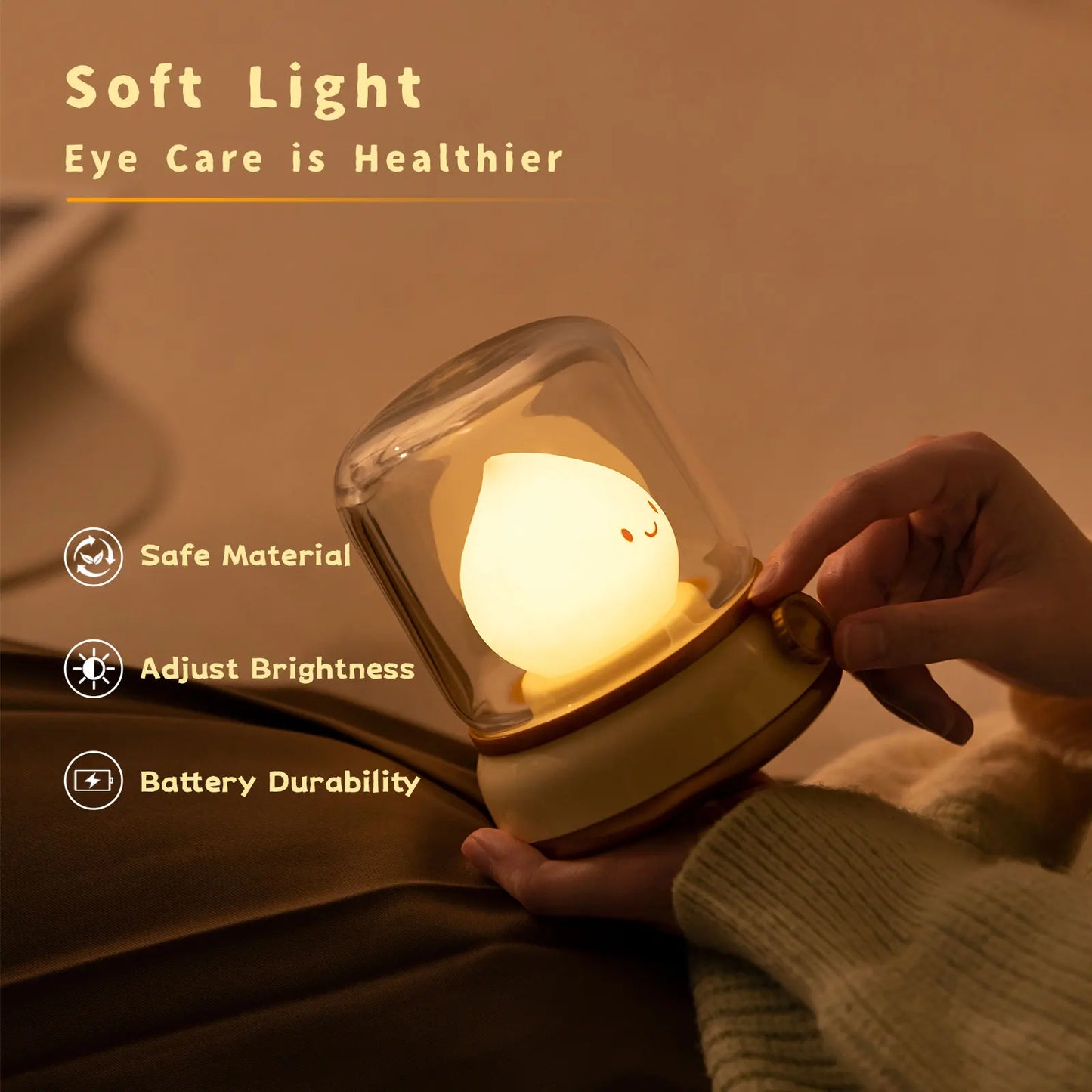 Candle Night Light Cute Kerosene Lamp Desktop LED Decorative Light USB Rechargeable Night Light Bedroom Creative Children's Gift