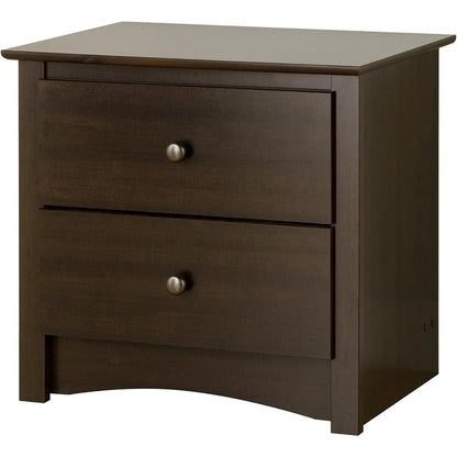 Traditional Nightstand Side Table with 2 Drawers, Functional 2-Drawer Bedside Table 16" D x 23.25" W x 21.75" H