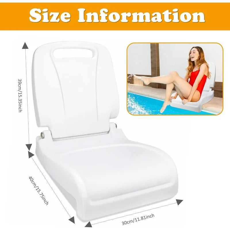 Foldable Pool Chairs,Poolside Chair for Edge of Pool,Portable Outdoor Mini Flip Seat with Backrest